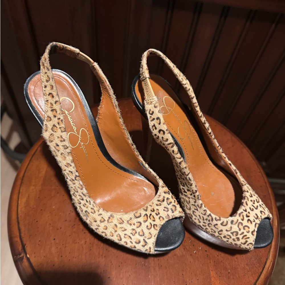 Jessica Simpson Animal Print Slingback Heels